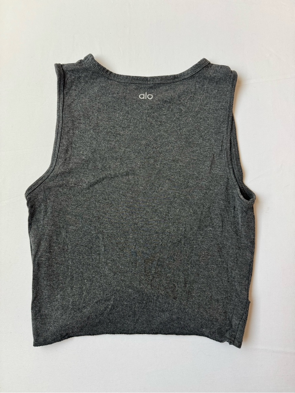 Alo Yoga Cover Tank Twist Front Crop Top Heathered Dark Gray XS - Picture 3 of 9